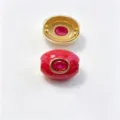 Perle tonneau ovale émail rouge en cuivre plaqué or accessoire collier bracelet DIY - H juillet rouge / Accessoire seul (sans cordon)