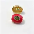 Perle ovale en émail rouge plaquée cuivre avec cristal vert pour bracelet DIY collier - H août vert olive / Accessoire seul (sans cordon)