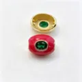 Perles tonneau rouges en émail plaqué cuivre avec pierre verte accessoires DIY - H mai vert / Accessoire seul (sans cordon)