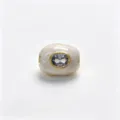 Perle tonneau marbrée beige composant bijoux DIY avec cristal clair ovale dorée - D Mars bleu sarcelle / Accessoire seul (sans cordon)