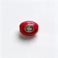 Perle barillet émail rouge avec bordure dorée et cristal ovale pour bijoux DIY - H mars bleu aquatique / Accessoire seul (sans cordon)