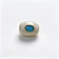 Breloque tonneau en émail plaqué cuivre avec pierre bleue d'imitation pour bracelet DIY. - D décembre turquoise / Accessoire seul (sans cordon)