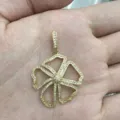 Gold-tone openwork five-petal flower pendant featuring pavé-set sparkling cubic zirconia details. - A2-Five-Petal Heart Hollow Style / Gold