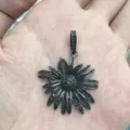 Gunmetal black flower pendant necklace with full black pavé rhinestones fashion jewelry - A3-Multi-Layer Petal Combo Style / Gunmetal