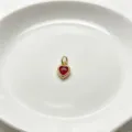 Ciondolo cuore in zircone rosso placcato oro accessorio gioielli fai da te per collana - solo ciondolo / Cuore 01