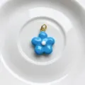 Μπλε Σουεντ Λουλούδι Κρεμαστό Charm για DIY Χειροποίητα Κοσμήματα Βραχιόλι Αξεσουάρ - Μόνο μενταγιόν (χωρίς αλυσίδα) / Μπλε
