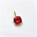 Square red cubic zirconia 18K gold plated pendant DIY jewelry accessory detail view - Pendant Only (Without Chain) / F-02 Dark Red
