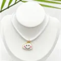 Cute smiling cloud pendant necklace with white cord, sweet jewelry accessory for daily wear. - K02-6 (Pendant + Chain in Picture)