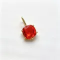 Square red cubic zirconia pendant detail shot, 18k gold plated copper DIY jewelry accessory. - Pendant Only (Without Chain) / F-03 Red