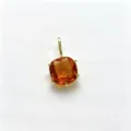 Close-up of square orange zircon pendant detail, shiny gold metal setting and stone texture. - Pendant Only (Without Chain) / F-04