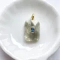 Colgante de piedra natural rectangular con gema azul y anilla dorada elegante. - Colgante Solo (Sin Cadena) / Piedra Flash