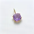 Cushion cut purple cubic zirconia pendant detail, 18k gold plated copper charm for diy jewelry. - F-07 Purple