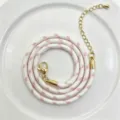 3mm roze witte geweven touw ketting ketting met gouden kreeft sluiting DIY sieraden - C01-4