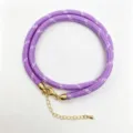 Purple braided rope necklace detail with gold clasp and extension chain for DIY jewelry making - A-21