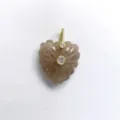 Natural stone crystal heart-shaped carved pendant with sparkling zircon for DIY necklace. - Strawberry Quartz Pendant Only