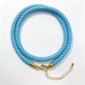 Blue and white braided rope necklace with gold lobster clasp and extension chain for DIY. - A-01