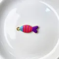 Pendentif poisson rayé en émail coloré accessoire collier DIY charmant style océan - Pendentif Seul (Sans Chaîne) (P01-13)