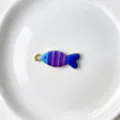 Pendentif poisson rayé en émail coloré accessoire de collier DIY, variante de bijoux style mer. - Pendentif Seul (Sans Chaîne) (P01-14)