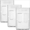Porta gafetes vertical transparente de PC con ventana deslizante, protector de tarjeta. - Vertical / 9.8x5.9cm / Transparente