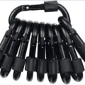 Schwarzes Aluminium Karabiner Set mit Schraubverschluss für Outdoor, Reisen und Schlüssel. - 80x42mm / Schwarz