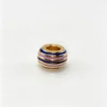 Detailed view of the colorful enamel striped core bead, showcasing gold plating and DIY charm. - M11