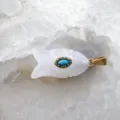 Close-up detail of natural white stone fish pendant with turquoise inlay for DIY necklace. - Single Pendant (Chain Not Included) / Clear Quartz