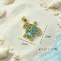 Pendentif tortue de mer dorée avec strass bleus, accessoire de bijoux DIY élégant et charmant. - Pendentif Tortue / Or