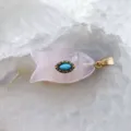 Natural pink crystal fish pendant jewelry detail closeup, exquisite gemstone handmade accessory. - Single Pendant (Chain Not Included) / Rose Quartz