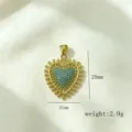 Gold heart pendant with turquoise cubic zirconia micro paved trendy jewelry DIY accessory 29mm - Radiant Heart Pendant(J-04)