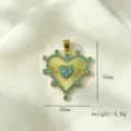Gold heart pendant with blue cubic zirconia stones, elegant fashion jewelry accessory SKU. - Heart Micro-inlaid Pendant(J-05)