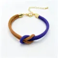 Zweifarbiges geflochtenes Seil Armband mit Knoten und verstellbarer Kette fur Paare - 3#