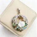 Colgante Concha Abalone Natural Flor Estilo Étnico Collar Joya Regalo Elegante - Colgante Solo (Sin Cadena) / G02