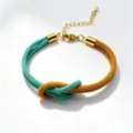 Two-tone braided Milanese cord knot bracelet with adjustable gold chain for couples daily wear - Size 5