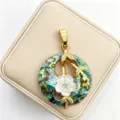 Natural Abalone Shell Pendant Ethnic Style Mother of Pearl Flower Gold Branch Necklace - G06
