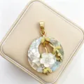 Natural Abalone Shell Flower Pendant Gold Tone Vintage Ethnic Style Jewelry Variant - G07