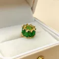 Green Zircon Wheel Bead Spacer Gold Plated DIY Charm for Bracelet Necklace Jewelry Making - Green