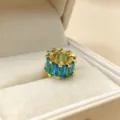 Blue zircon gold-plated wheel bead charm spacer for DIY bracelet necklace accessory. - Sky Blue