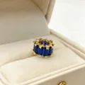 Copper plated blue zirconia large hole wheel bead DIY charm spacer for necklace bracelet jewelry - Dark Blue