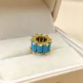 Verguld koper turkoois zirkonia wiel kralen bedel spacer voor DIY ketting armband sieraden - Hanger En Ketting / Turkoois Blauw