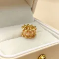Gold plated colored zircon large hole wheel bead spacer charm for DIY jewelry making necklace. - Champagne