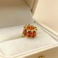 Oranje zirkonia grote gat kraal bedel voor DIY armband en ketting sieraden maken. - Hanger En Ketting / Granaatrood