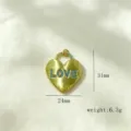 Gold heart pendant necklace with turquoise stones, DIY fashion accessory 31x24mm. - LOVE Letter Heart Pendant(J-09)