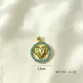 Fashion heart pendant with blue cubic zirconia, 21mm gold tone DIY jewelry accessory. - Ring-inlaid Heart Pendant(J-10)