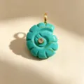 Turquoise conch shell pendant necklace, carved natural stone ocean style fashion jewelry item. - Single Pendant (Chain Not Included) / 02 Turquoise
