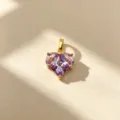 Herzform lila Zirkon Anhänger Halskette Zubehör, elegantes goldfarbenes Metall Schmuckstück. - Anhänger Ohne Kette / Hellviolett