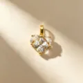 Pendentif Cœur Zircon Doré, Cristal Amour Breloque, Mode Bijou Accessoire Variante - Pendentif Seul (Sans Chaîne) / Blanc