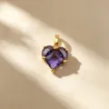 Superbe pendentif en oxyde de zirconium cœur violet ton or, accessoire élégant. - Pendentif Seul (Sans Chaîne) / Violet