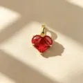 Magnifique pendentif zircon rouge en forme de cœur avec monture dorée, bijou élégant. - Pendentif Seul (Sans Chaîne) / Rouge