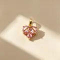 Charmant pendentif cœur en zircone cubique rose, accessoire de collier au design délicat. - Pendentif Seul (Sans Chaîne) / Rose