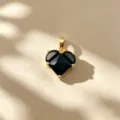 Pendentif cœur noir zircon bordé d'or accessoire de collier, charmant cœur de pêche. - Pendentif Seul (Sans Chaîne) / Noir